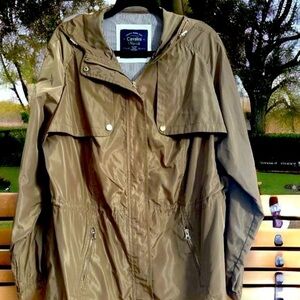 Cavalini Original Shimmering Brown Nylon Hooded Windbreaker Jacket  Zip Pockets